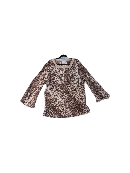 Roaman's Other - Roaman's Women's Animal Print Embellished Tunic Top‎ Size 18W Brown Leopard
